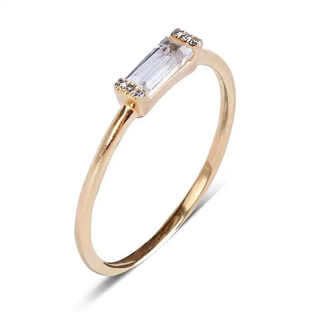  Золотая Vermeil Серебряная основа 18k позолоченные 2 миксона Baguett zc бриллиантовое кольцо ювелирные изделия на
