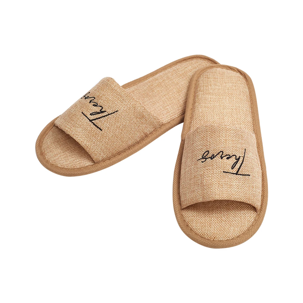 Wholesale Luxury Hotel Slippers Coconut Coir Fiber Natural Hotel Slipper Eco-Friendly Linen Hotel Slippers