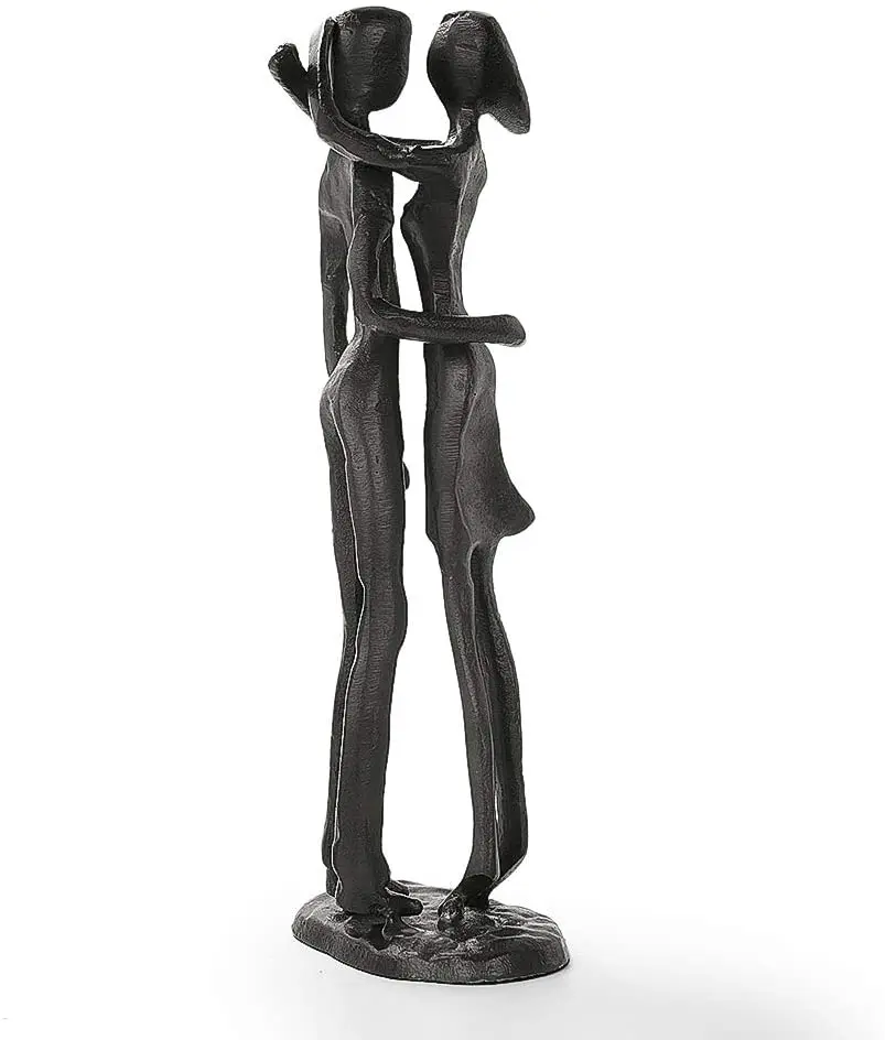 Amazon Hot Sale Love Statue Romantic Metal Ornament Figurine Couple Iron Sculpture,  Home & Office Decoration