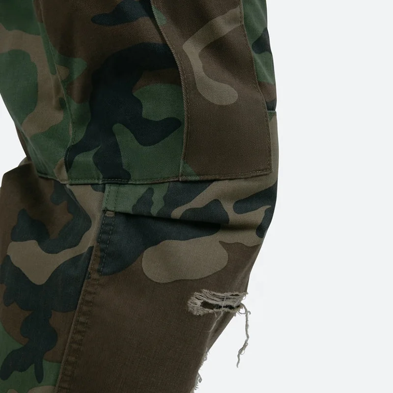 Double Knee Vintage Cargo Pants Mens Baggy Fit 100% Cotton Casual Camo Cargo Pants