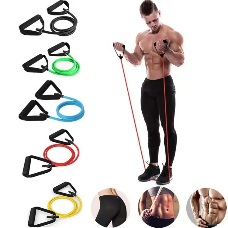 custom printed long yoga bulk loop pull up ankle pedal handles exercise resist resistance tube bands training kit set with cuffs