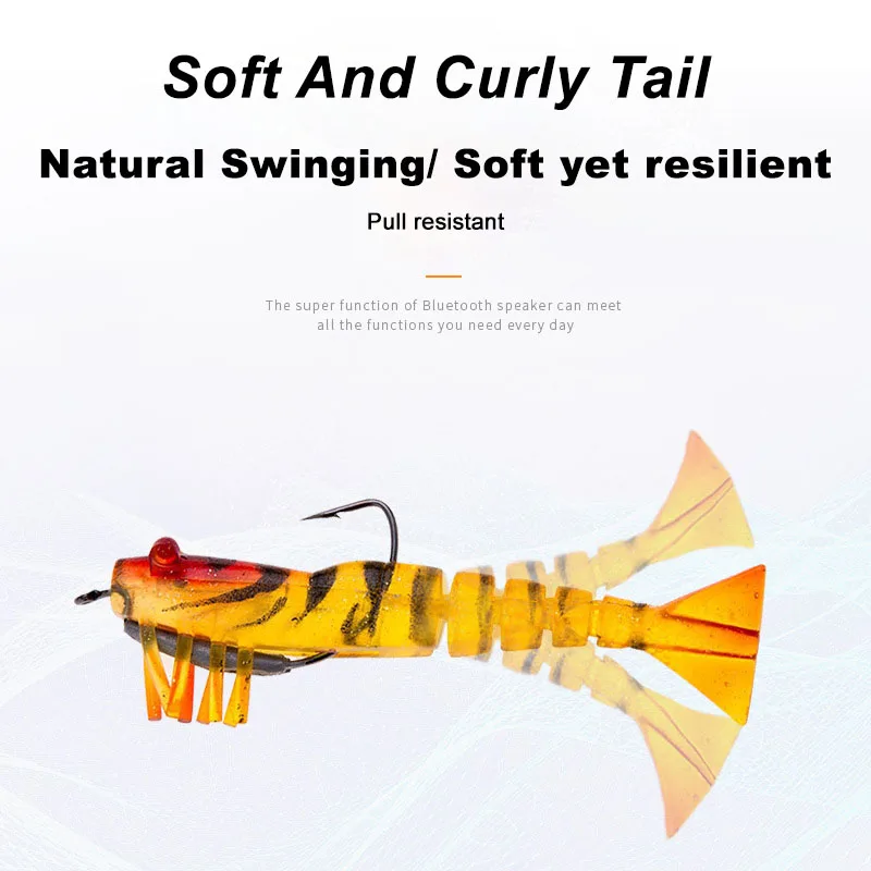Wholesale New Soft Lure GJ22 9.5CM/8.5G Multi Sections Biomimetic Soft Shrimp Bait With A Sharp Hook On The Back For Fishing