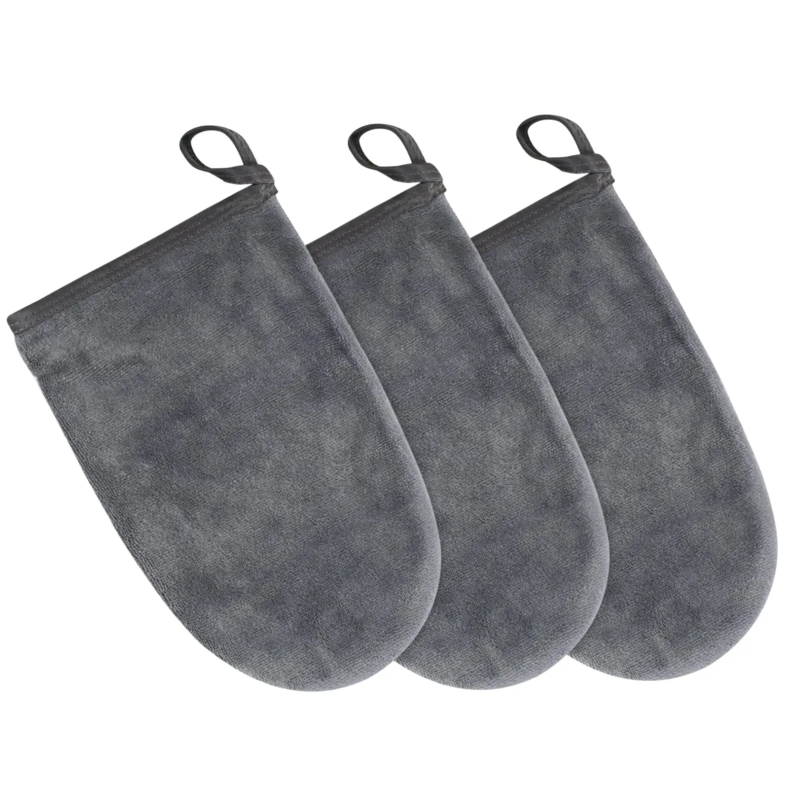 YSD Microfiber Glove Face Soft & Reusable 13 cm x 20 cm Pack of Grey Wash Cloth Terry Cloth Washable Make-Up Glove