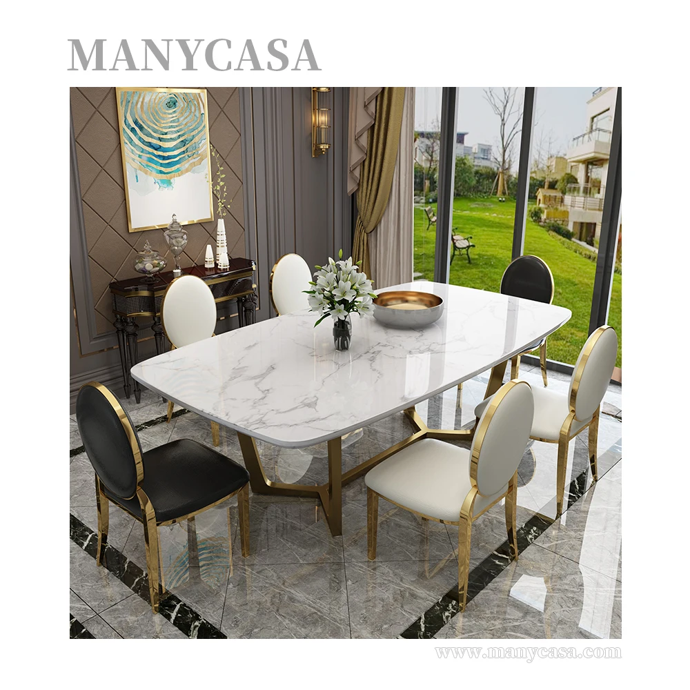 Modern European Style Luxury Dining Room Set Marble Dining Table Set Made In China