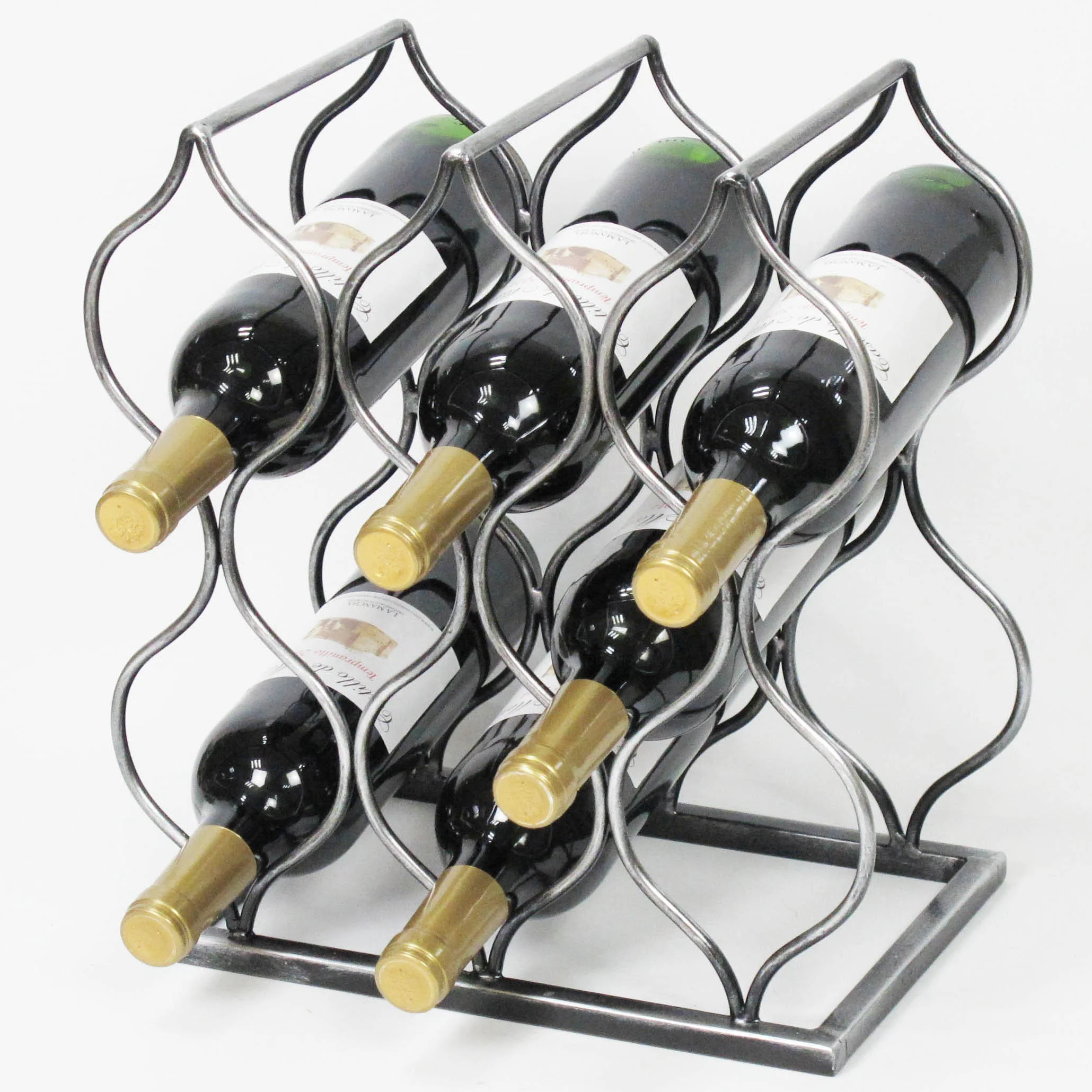 New Metal 8 Bottle Silvel Imperial Trellis Freestanding Countertop Wine Rack And Wine Bottle Storage
