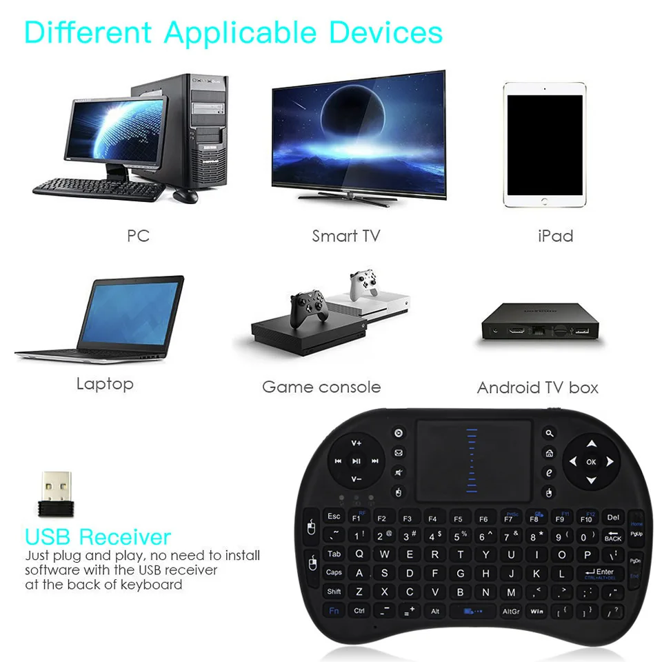 i8 Keyboard Wireless Mini 2.4G Hz Flying Mouse Touchpad Digital Computer Seven-Color Backlit Marquee