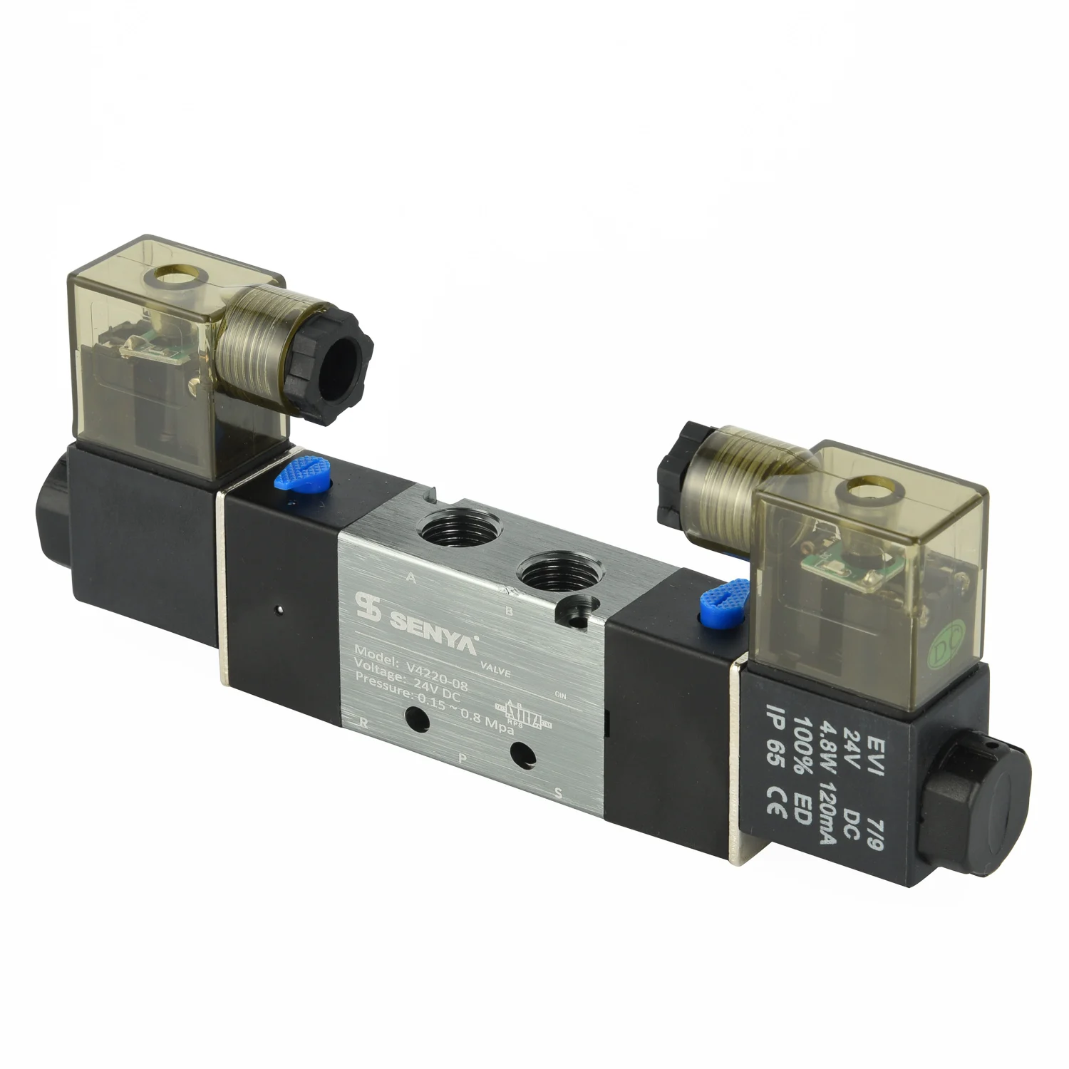 4V220-08 Series Single Coil Control Solenoid Valve 24V 12V 5 Way 2 Position Pneumatic Air Control Solenoid Valve