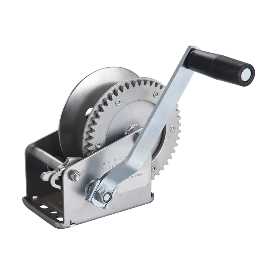Manufacturer 1500LBS Mini Towing Tractor Galvanized Manual Hand Winch Boat Trailer Winch with Wire  Rope Cable Strap
