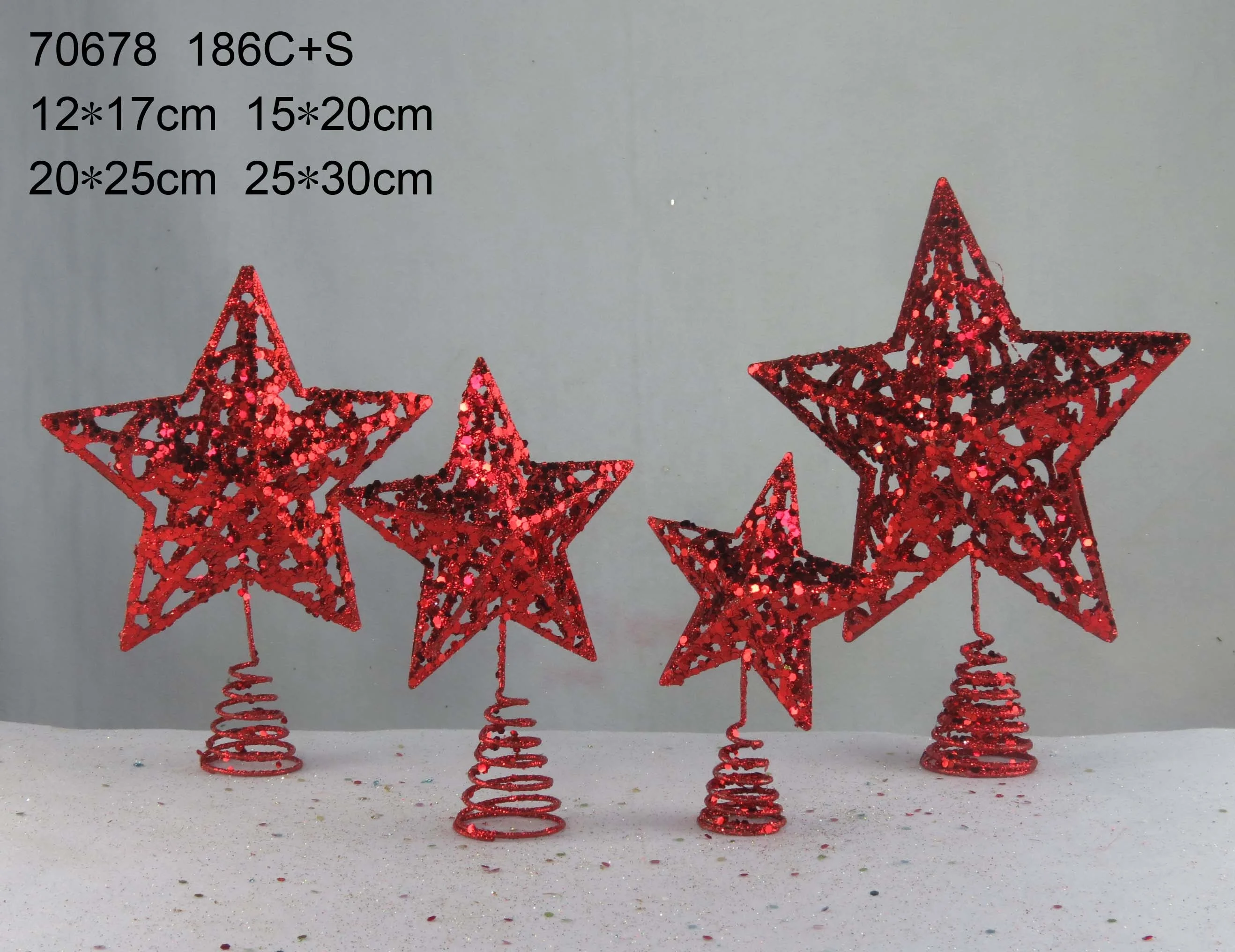 beautiful snowflake shaped Christmas tree decoration tree topper Xmas tree star glitter metal star