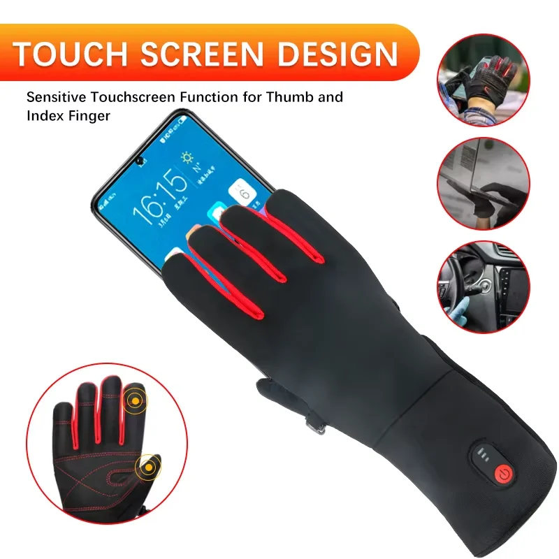 7.4V Heated Gloves Rechargeable Battery Usb Electric Heated Gloves With Touch Screen Design