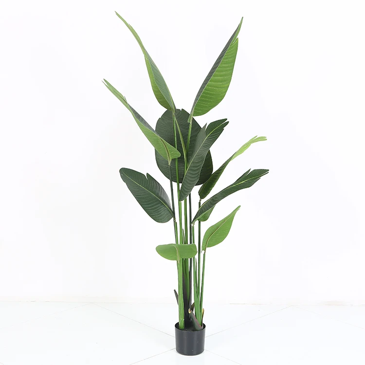 Large Plastic Banana Leaf Green Leaves Artificial Bananas Tree Bonsai Sale Artificial Banana Potted Tree Bonsai