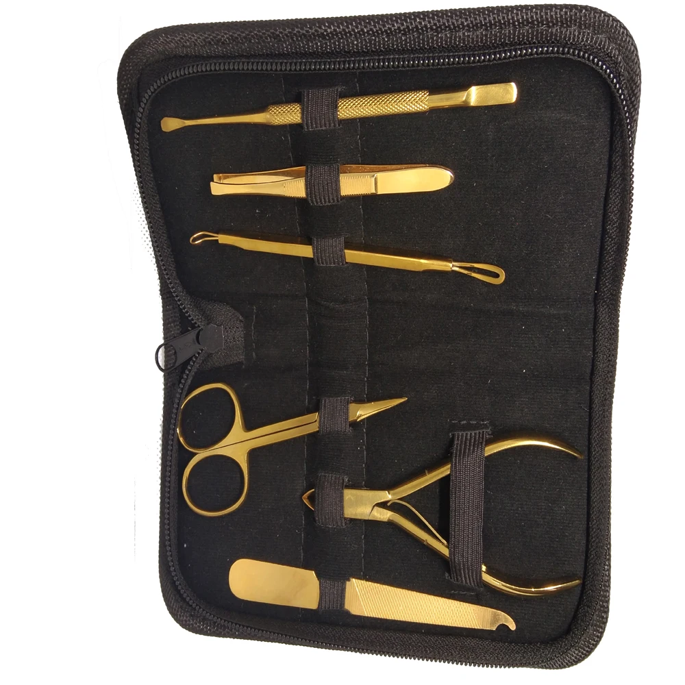 
 Домашнего хозяйства МЗ нержавеющей стали, косметический набор, набор состоит из 6 предметов для маникюра и педикюра, инструмент комплект ювелирных изделий в золотой цвет  