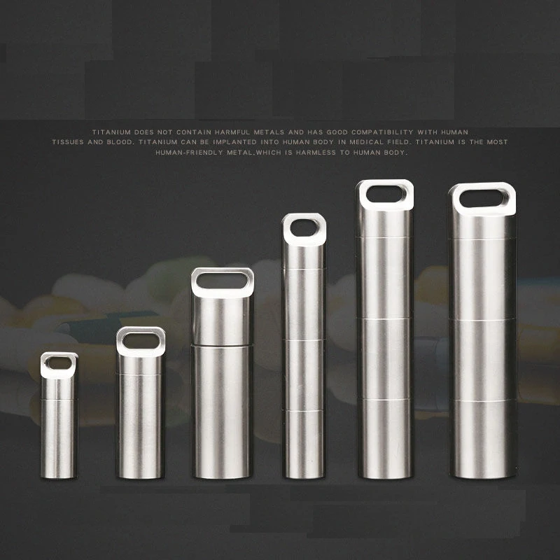 OEM Wholesale Waterproof Titanium Pill Case Sealed Capsule Container
