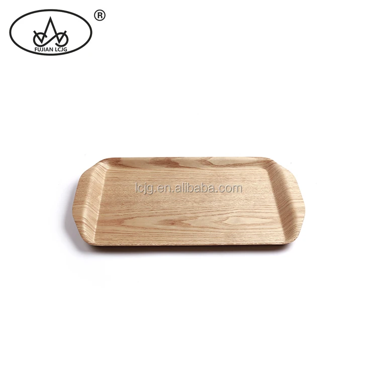 Customizable Rectangle Willow Wooden Food Serving Tray Wholesale Anti-Slip Coating Bent Wood Tea Tray