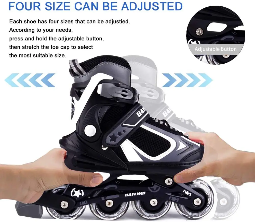 XW High Quality Adjustable Flashing Roller Skates Shoes Wholesale Outdoor Sports Inline Skates For Kids Adult