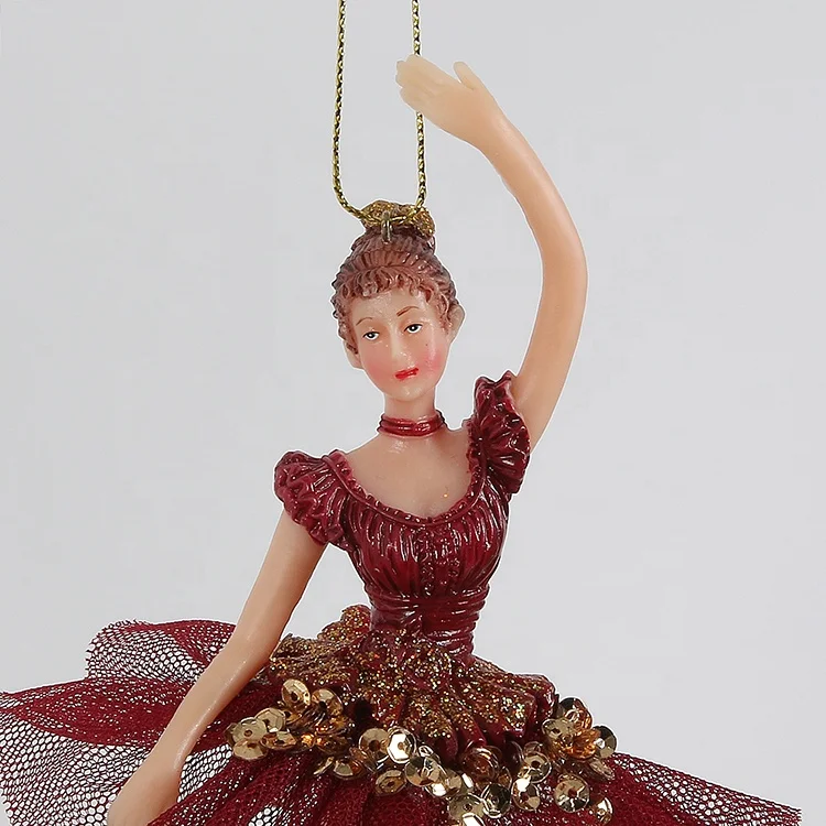 SOTE BR20 Custom Burgundy Mini Ballerina Figurine Decoration 17CM Ballet Girl Plastic Toys Christmas Hanging Ornaments