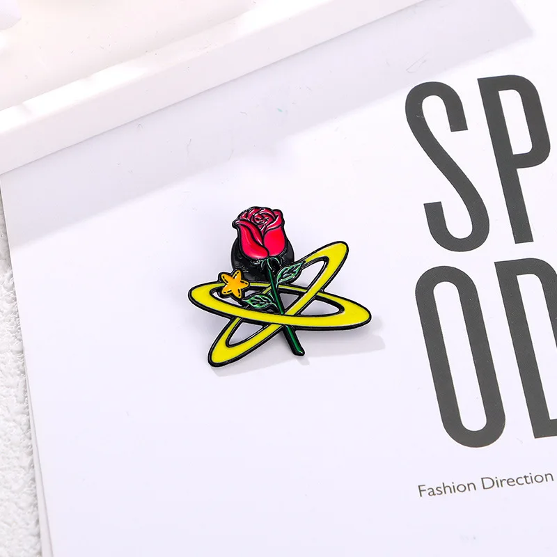 Fairy tales planet rose enamel badge prince pins