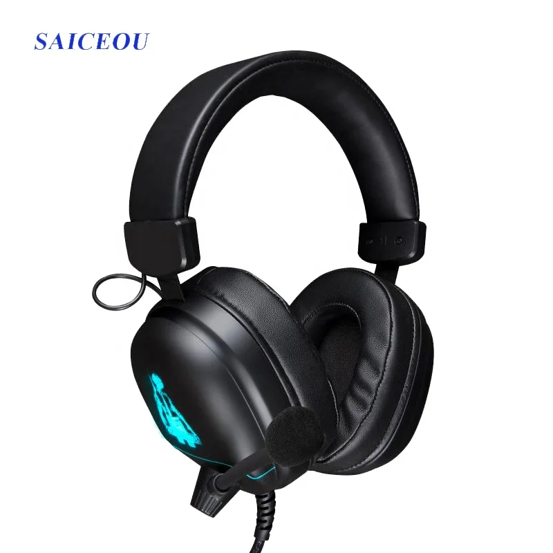Gaming Headset Noise Cancelling Over Ear Headphones with Mic LED Light Bass Surround Soft Memory Earmuffs