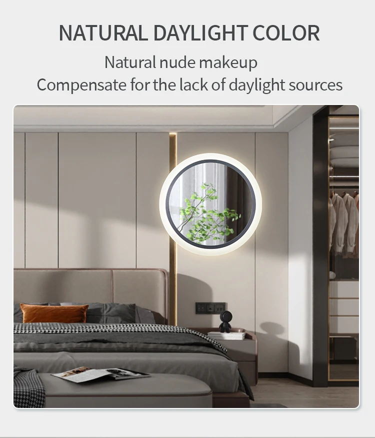 LED High Class Smart Design Illuminated Bathroom Usage Graphic Design Solution Modern Round Led Mirror With Frame