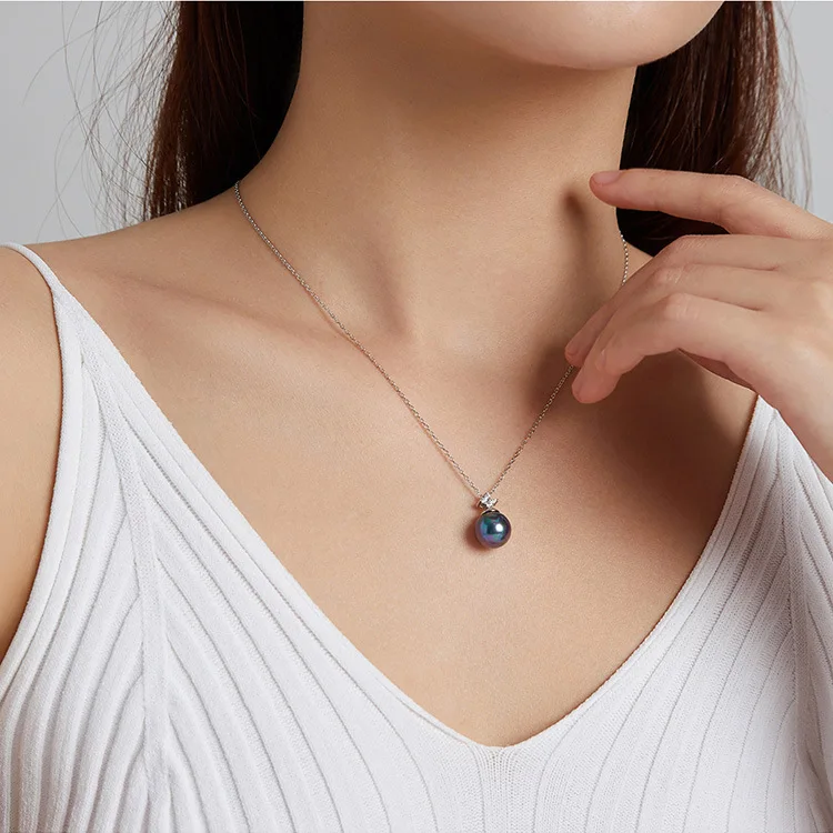 Lvshang New Designer Pearl Jewelry Set White Gold Plated 925 Sterling Silver Pearl Earrings Studs Chain Necklace Jewellery Set