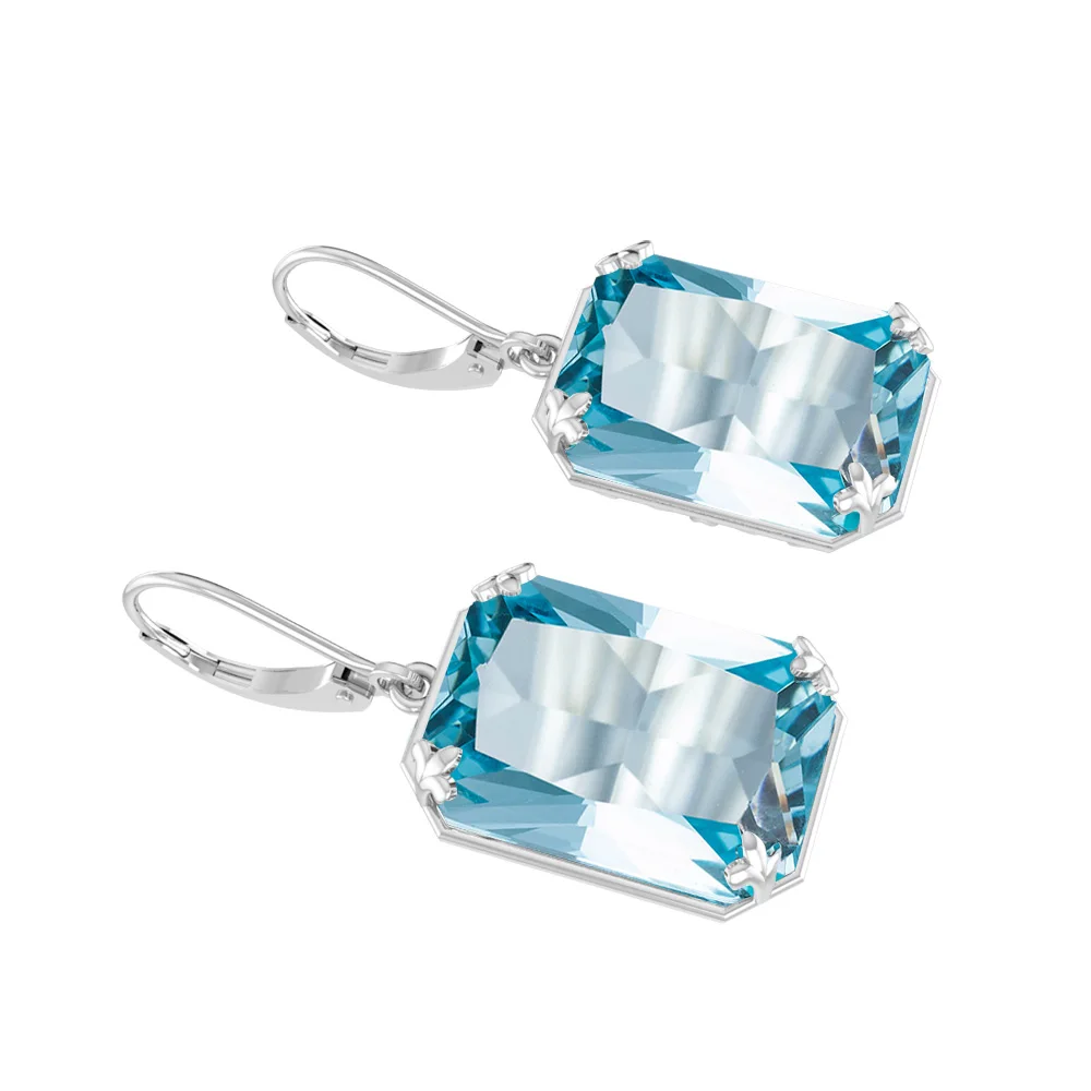 Premium vintage filigree Cocktail Party hypoallergenic jewelry wholesale 925 Sterling Silver Aquamarine crystal earrings women