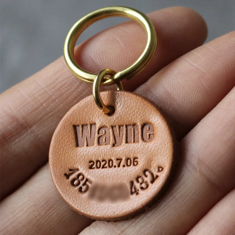 Хит продаж товары для домашних животных персонализированные Заказные из натуральной кожи ошейник собак Id анти-бирка на случай потери dogtag брелок