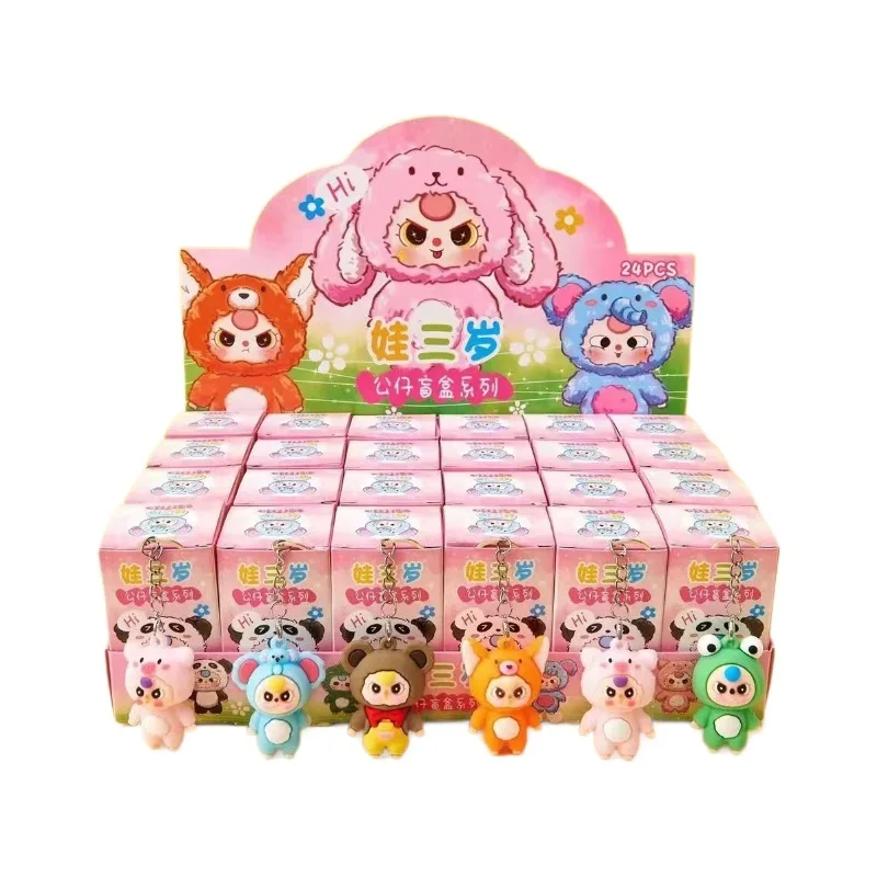 Cheap Babythree Popmart Blind Box Keychain Lucky Bag Gift  Anime Figure Collection Toys Upset duck Sanrioed Labubu Blind Box
