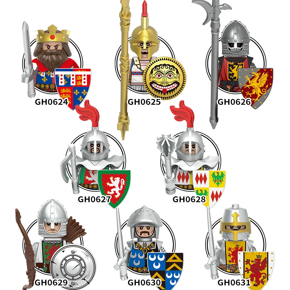 DIY Medieval Knight Lionheart Asperity Infantry Minifigs Soldiers Army Soldier Force Building Blocks Sets Toys for Kids G0180