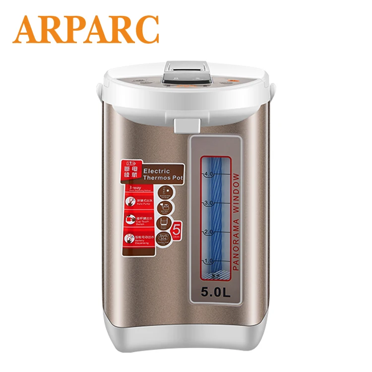 ARPARC stainless steel thermos pot 5.0L full capacity elegant thermos pot 1200W large thermos pump pot tinplate housing