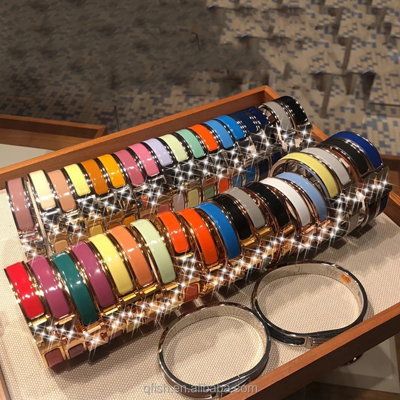 Wholesale Factory Price Enamel Bracelet Bangle H Bangle Bracelet Rose Gold Silver Plated Titanium Letter H Bangle