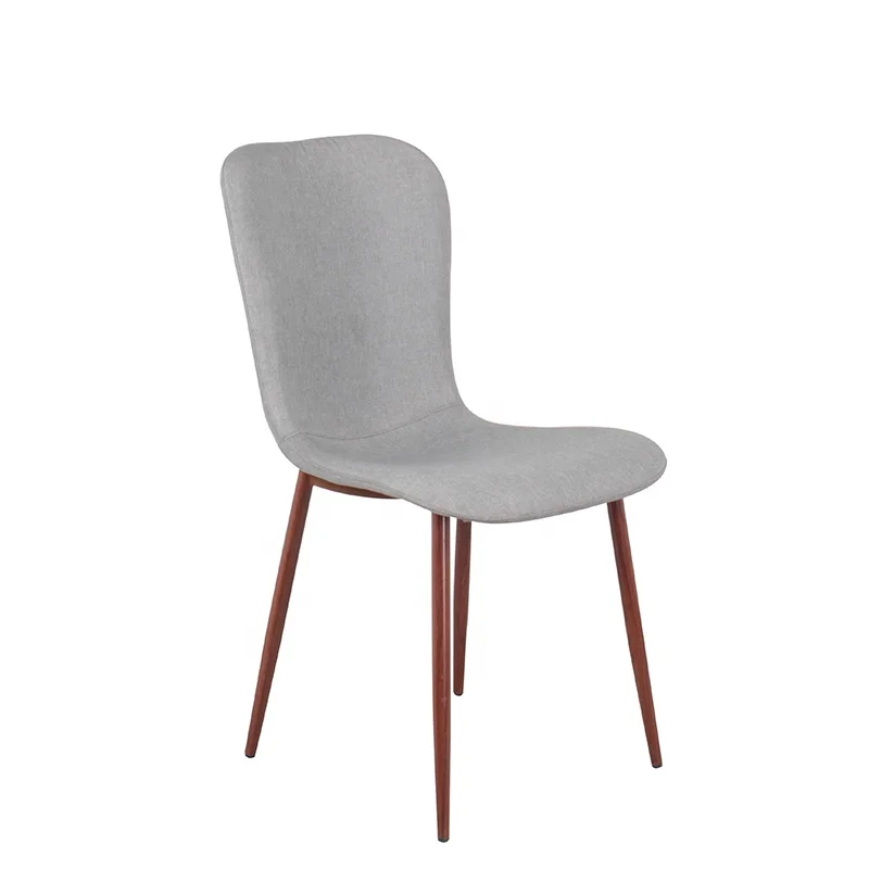 Mid back Grey Fabric Upholstered Slope Leg Gray Black Set Fabric Dining Chairs