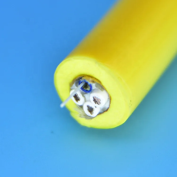 Single mode fiber optic neutral buoyant tether with power marine cable