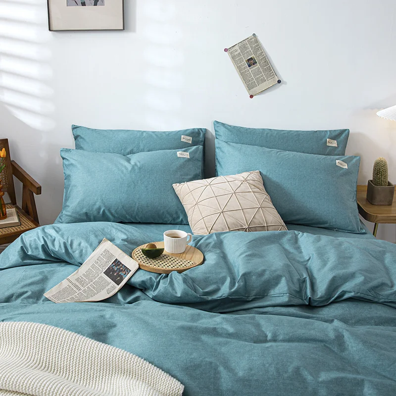 Оптовая продажа, простые стильные наволочки из высококачественной хлопчатобумажной ткани, простыня, пододеяльник, Комплект постельного белья из 100% хлопка, 4 шт.