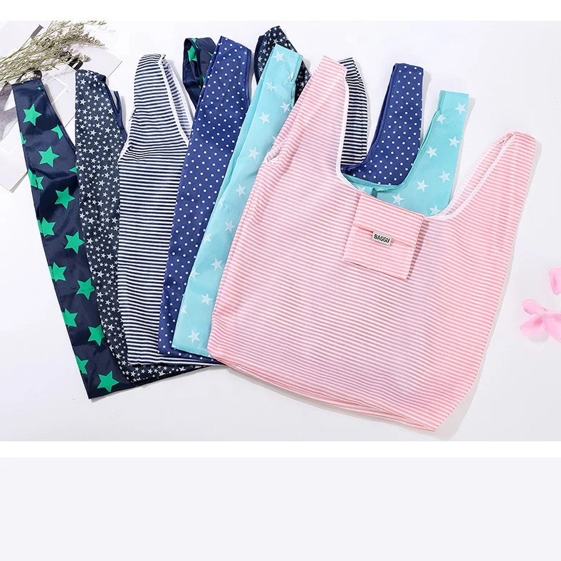 
Promotional foldable eco-friendly shopping bag nylon waterproof tote pouch handbag reusable grocery storage bag 