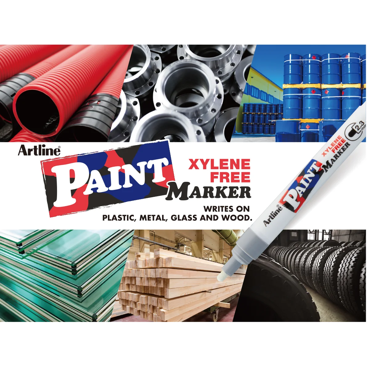 Completely Opaque Plastic Barrel Water Based Colour Paint Marker Set