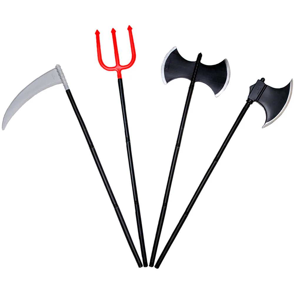 Halloween Demon Weapon Props Great Axe Sickle Red Devil Big Fork