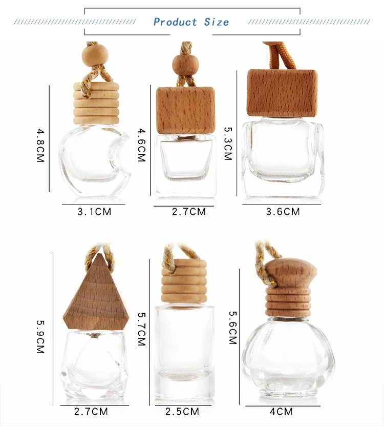 5Ml 10Ml15ml Polymer Clay Car Hanging Perfume Bottle Air Freshener Car Diffuser Glass Bottles