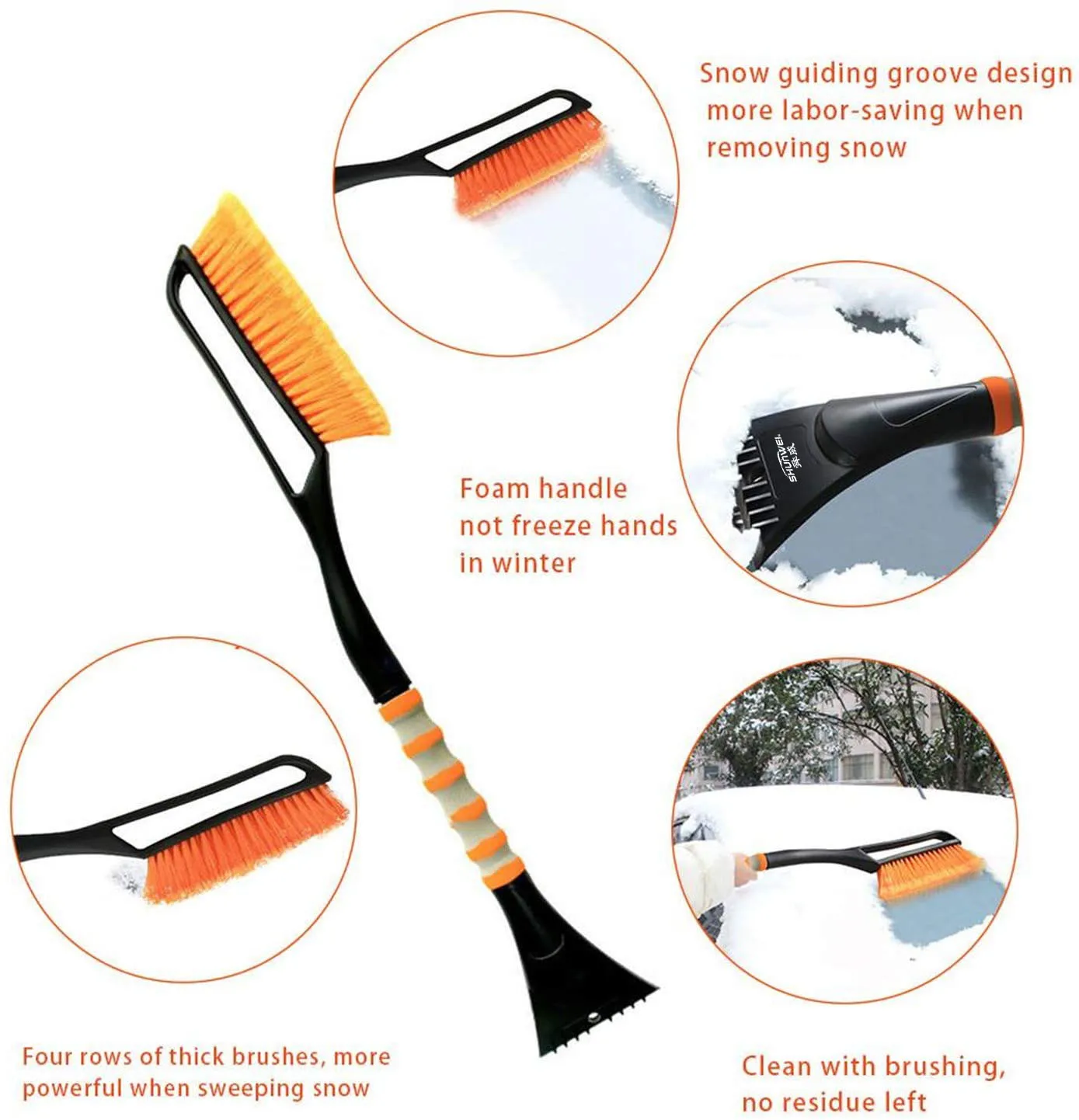 Shunwei New Cheap car detachable Multi-Functional Shovel deicing sweep snow scrape frost auto snow brush with ice scraper