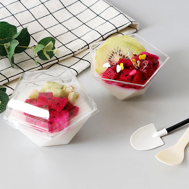 110ml Disposable Five-pointed Star Mousse Cups Pudding Ice Cream Jelly Cake Plastic PS Transparent Disposable Pudding Cups