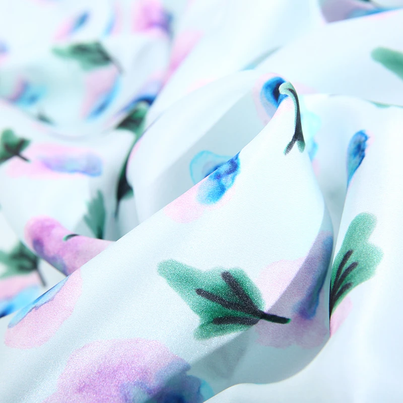 OEKO-TEX 16MM 35% SILK 65% VISCOSE blooming flower printed silk satin fabric