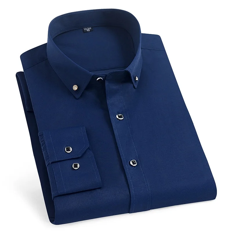 Pure Cotton Oxford Long Sleeve Mens Shirts Button Down Office and Business Shirts for Men