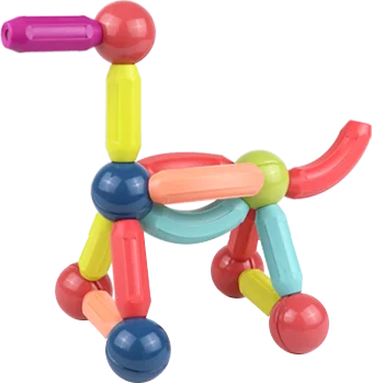 3d Magnet Safest Colorful Stick And Rods Set Kids Creative Flexible Magnetic Building Sticks And Balls Blocks magnetic stick toy