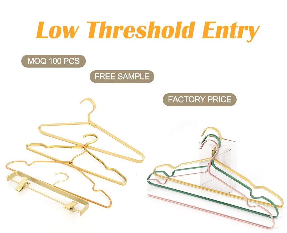 Hot Sell Heavy Duty Hangers Aluminum Alloy Metal Clothing Hanger Suit Gold Coat Hangers for Bedroom Wardrobe