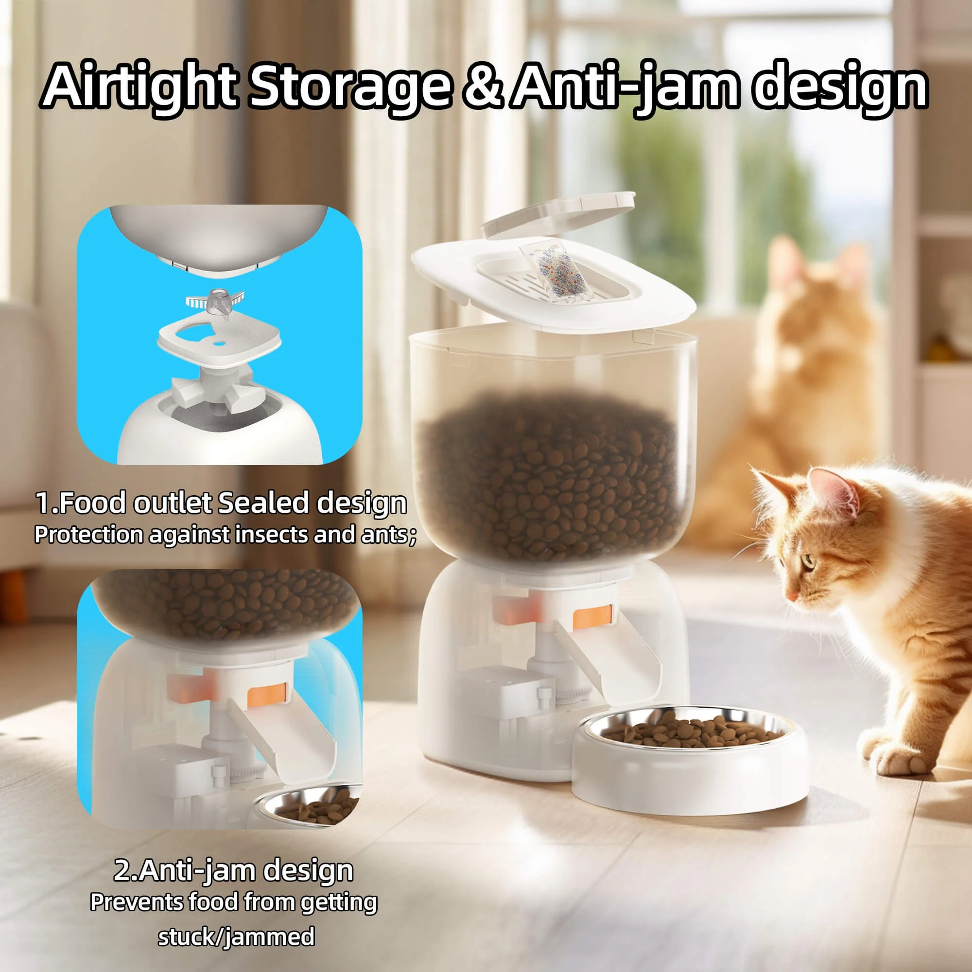 Petwant Factory Price Wholesales 3L Smart Visual Dual Power Supply Stainless Steel Bowls Cat Dog Pet Automatic Feeder