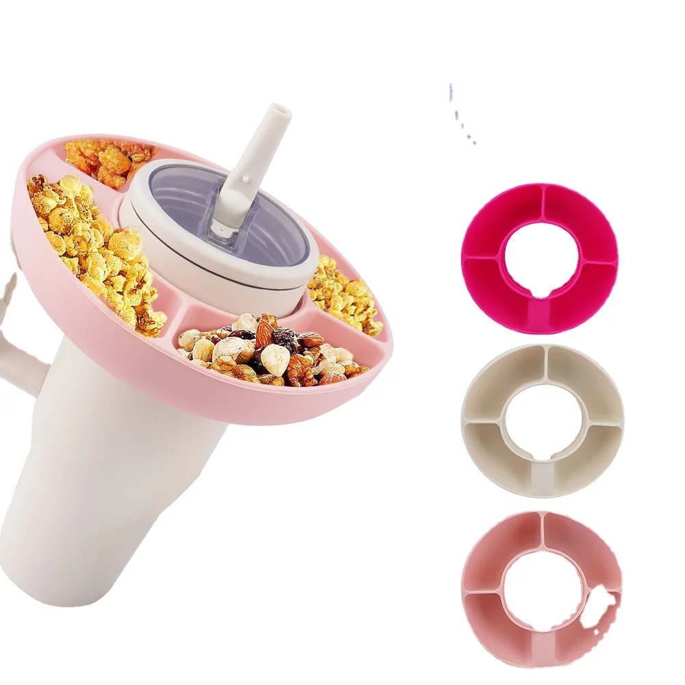 Snack Bowl for 40 Oz Tumbler Reusable Snack Tray Ring Compatible with 40oz travel Cup with Handle Snack Spinner Bowl on Top