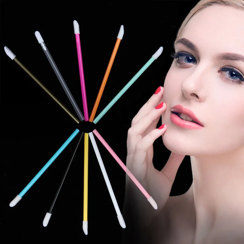 wholesale Disposable Lip Brush Set 50pcs/bag Cotton Swab Mascara Wands Lash Lipstick Cleaning Eyelashes Brush Applicators
