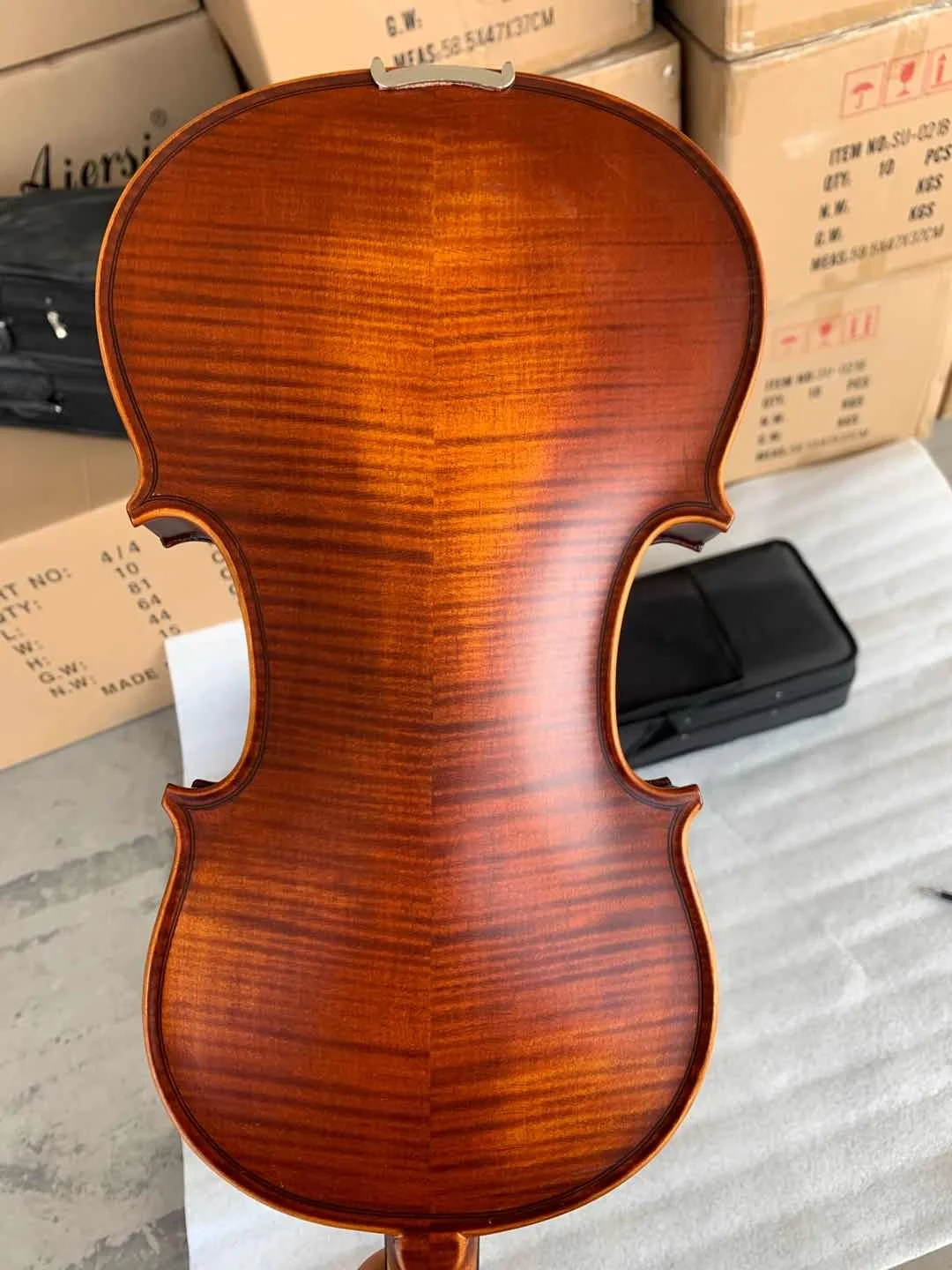Aiersi 4/4violin student handmade high grade Professional flame maple dark brown Violin 4/4 Ebony accessory case brazil wood bow