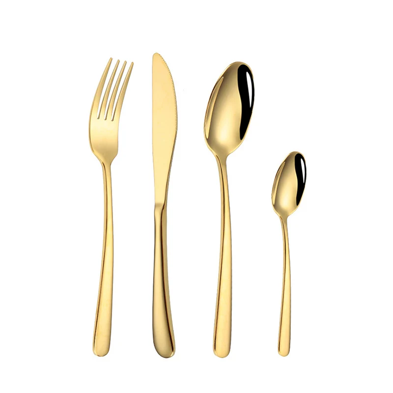 
Modern Gold High Quality Eco Friendly Flatware Christmas Gift Mirror Fancy Knife Fork Spoon for Events 