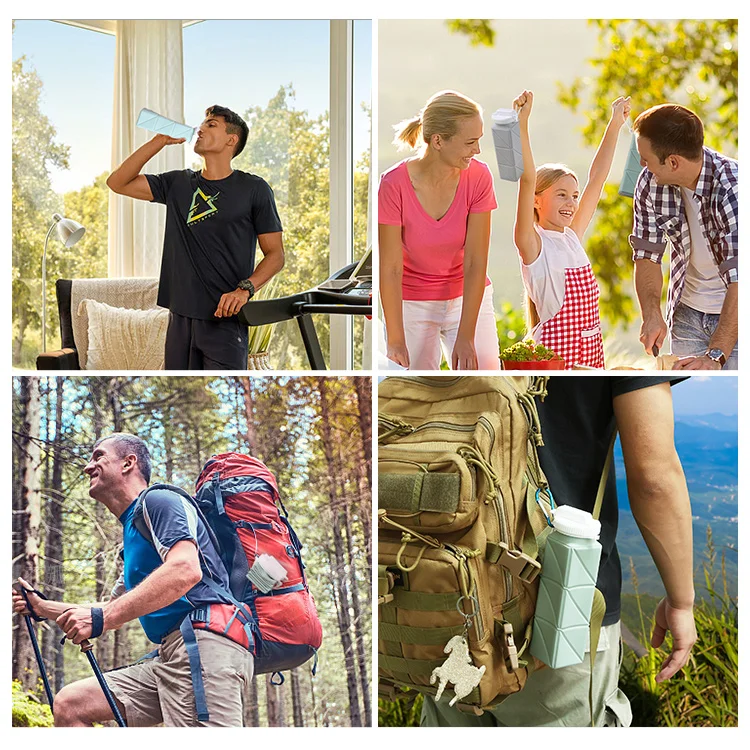 Reusable Silicone Foldable Water Cup Portable Travel Outdoor Running Health Sports Folding Food Grade Collapsible Water Bottle