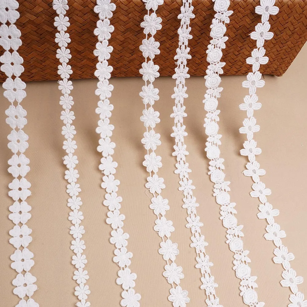 High Quality  Cotton Lace Tape  Embroidered Flower Lace Trim  Border Lace Trim Flower